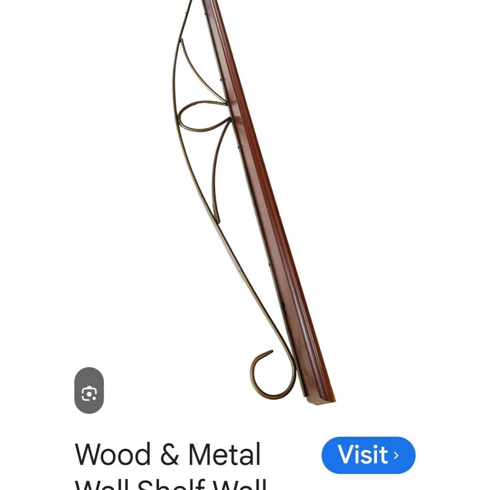AT-1 Decorative Wood and Metal Wall Shelf Bracket in Brown and Bronze